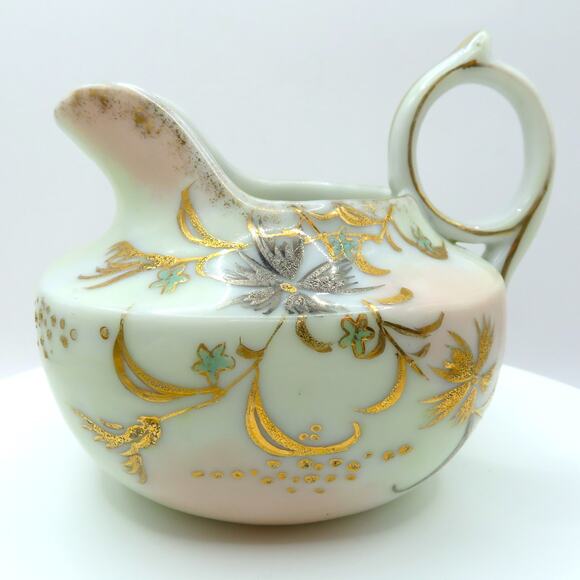 Vintage Nippon Style Moriage Creamer & Sugar Bowl Set Hand Painted Gold Floral - Picture 5 of 16